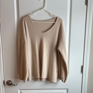 Amazon Women's V-Neck Sweater in Cream and matching knit set